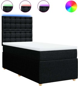 vidaXL Κρεβάτι Boxspring με Στρώμα Μαύρο 90x190 εκ.Υφασμάτινο