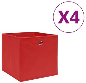 Κουτιά Αποθήκευσης 10τεμ Κόκκινα 28x28x28εκ Ύφασμα Non-woven - Κόκκινο