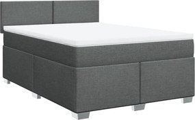 vidaXL Κρεβάτι Boxspring με Στρώμα Σκούρο Γκρι 140x190 εκ. Υφασμάτινο