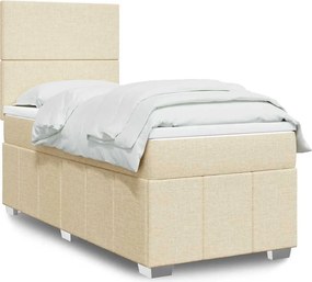 vidaXL Κρεβάτι Boxspring με Στρώμα Κρεμ 80 x 200 εκ. Υφασμάτινο
