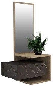 Έπιπλο Εισόδου Με Καθρέπτη Meara HM8984.13 49,1x31,3x90cm Εφέ Μαρμάρου Natural-Black Μελαμίνη
