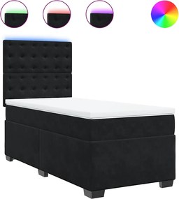vidaXL Κρεβάτι Boxspring με Στρώμα Μαύρο 80 x 200 εκ. Βελούδινο