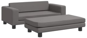 vidaXL Καναπές Παιδικός με Υποπόδιο Γκρι 100 x 50 x 30 εκ. Συνθ. Δέρμα