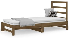 Καναπές Κρεβάτι Συρόμενος Μελί 2x(90x200) εκ. από Μασίφ Πεύκο - Καφέ
