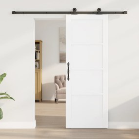 vidaXL Συρόμενη Πόρτα με Σετ Εξαρτημάτων Λευκή 73.5x198.5 εκ Στερεό Ξύλο Πεύκου