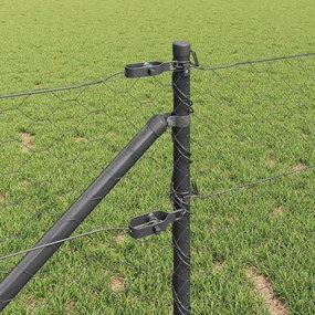vidaXL Εξωτερική εξάγωνη περίφραξη με στήλη 10 x 0,6 μ Γκρι Δίχτυ
