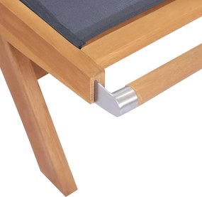 vidaXL Ξαπλώστρες Πτυσσόμενες 2 τεμ. από Μασίφ Teak/Textilene με Ρόδες