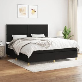 vidaXL Κρεβάτι Boxspring με Στρώμα Μαύρο 200x200 εκ. Υφασμάτινο