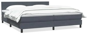 Box Spring Κρεβάτι με στρώμα Σκούρο γκρι 180x220 εκ. Βελούδινο - Γκρι