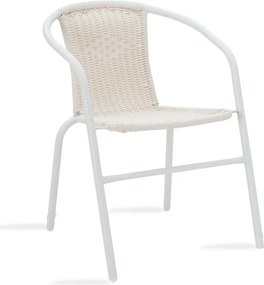 Τραπεζαρία Watson-Obbi σετ 3τεμ pakoworld μέταλλο λευκό-γυαλί Φ60x70εκ