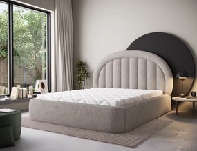 Επενδυμένο κρεβάτι Circle-140 x 200-Καφέ Ανοιχτό