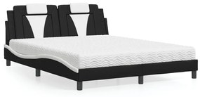 Κρεβάτι Viana με Στρώμα Μαύρο/Λευκό 160x200 εκ. από Συνθετικό Δέρμα