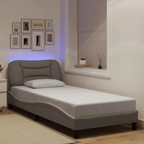 vidaXL Πλαίσιο Κρεβατιού με LED Taupe 80x200 εκ. Υφασμάτινο