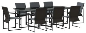 vidaXL Σέτ φαγητού για κήπο 9 pcs Μαύρο Ατσάλι