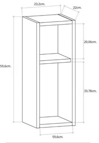 Κομοδίνο επιτοίχιο Sault Megapap χρώμα λευκό 23,2x22x59,6εκ.