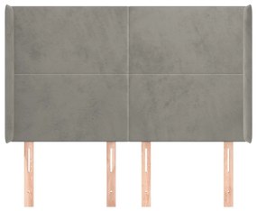 Κεφαλάρι με Πτερύγια Ανοιχτό Γκρι 147x16x118/128 εκ. Βελούδινο - Γκρι