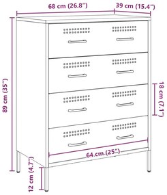 Μπουφές Λευκός 68x39x89 εκ. από Ατσάλι - Λευκό