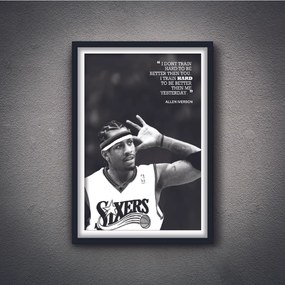 Πόστερ &amp; Κάδρο  Sixers - Iverson -  KD0510 40x50cm Μαύρο Ξύλινο Κάδρο (με πόστερ)