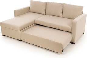 Γωνιακός Καναπές Κρεβάτι Κρέμα DUSO 153x236x90