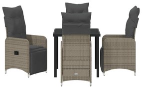 vidaXL Σέτ φαγητού για κήπο με μαξιλάρι 5 pcs Μπεζ συνθετικό ρατάν