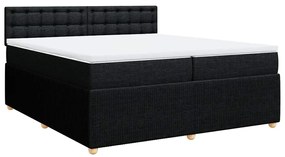vidaXL Κρεβάτι Boxspring με Στρώμα Μαύρο 200x200 εκ. Υφασμάτινο