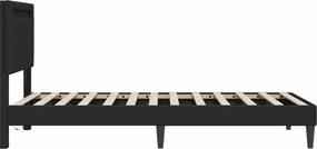 vidaXL Σκελετός Κρεβατιού Μαύρο 90 x 190 cm Τεχνητό Δέρμα