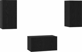 vidaXL Σετ επίπλου τηλεόρασης 3 pcs Μαύρη Οξυά Επεξεργασμένο ξύλο