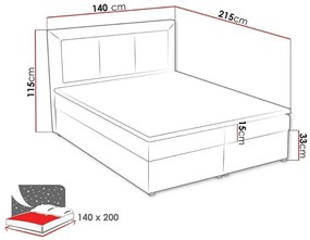 Κρεβάτι continental Pomona 114, Διπλό, Continental, Ανοιχτό καφέ, 140x200, Ταπισερί, Τάβλες για Κρεβάτι, 140x215x115cm, 139 kg, Στρώμα: Ναι