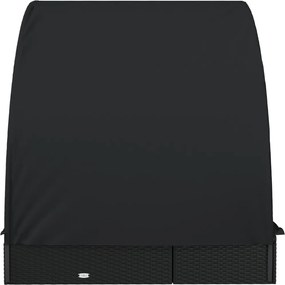 vidaXL Ξαπλώστρα 2 Ατόμων Στρογγ Οροφή Μαύρη 211x112x140εκ Συνθ. Ρατάν