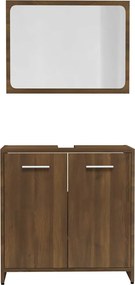 vidaXL Σετ Επίπλων Μπάνιου Καφέ Δρυς από Τεχν. Ξύλο