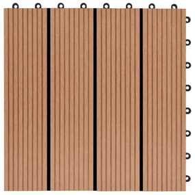 Πλακάκια Deck 22 τεμ. Χρώμα Teak 30 x 30 εκ. 2 μ² από WPC - Καφέ