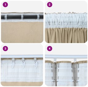 vidaXL κουρτίνες βελούδου  2 τεμ με τσέπες κρεμ 260 x 140 εκ