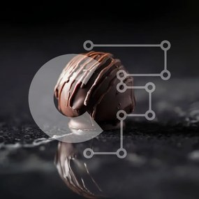 Intra Συλλεκτικό Ξύλινο Παζλ Plywood  4mm - Μπαλάκι σοκολάτας με σάλτσα σε μαύρη επιφάνεια Σε Ξύλινο Κουτί - Διαστάσεις: 10x10 cm – 25 κομμάτια