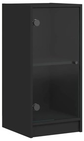 vidaXL Βοηθητικό Ντουλάπι Μαύρο 35x37x75,5 εκ. με Γυάλινες Πόρτες