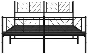 vidaXL Πλαίσιο Κρεβατιού με Κεφαλάρι&Ποδαρικό Μαύρο 140x200εκ. Μέταλλο