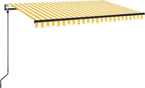 vidaXL Τέντα Συρόμενη Αυτόματη Κίτρινο / Λευκό 450 x 350 εκ.