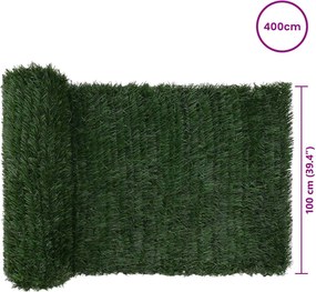vidaXL Τεχνητός φράκτης Σκούρο Πράσινο 1 x 4 m PVC και Ατσάλι