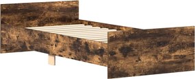 vidaXL Πλαίσιο Κρεβ. Χωρ. Στρώμα Καπνιστή Δρυς 90x200 εκ. Επεξ. Ξύλο