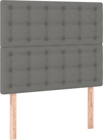 vidaXL Κρεβάτι Boxspring με Στρώμα Σκούρο Γκρι 90x200 εκ. Υφασμάτινο