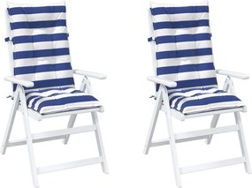 vidaXL Μαξιλάρι Εξωτερικού Χώρου 2 pcs Ύφασμα Μπλε και άσπρο