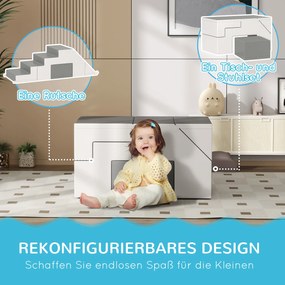 HOMCOM Σετ Αναρρίχησης και Τσουλήθρας για Παιδιά, Προάγει την Κινητικότητα, Τεχνητό Δέρμα, Αφρός EPE, 86x49x47 cm, Γκρι