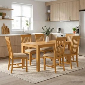 vidaXL Σετ τραπεζαρίας RIJSWIJK 7 τμχ. Μπεζ 150 x 85 x 75 εκ