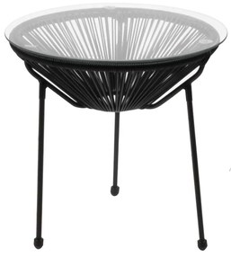 Τραπέζι Φ.50cm Μετ.Μαύρo, ACAPULCO Plastic Rattan Μαύρο
