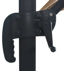 vidaXL Ομπρέλα Κήπου Κρεμαστή Taupe 400x300 εκ. Ιστός Αλουμινίου &amp; LED