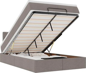 vidaXL Οθωμανικό κρεβάτι με στρώμα &amp; LEDs Taupe 120x200cm ύφασμα