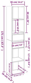 vidaXL Βιβλιοθήκη Γυαλιστερό Λευκό 36 x 30 x 171 εκ. από Επεξ. Ξύλο