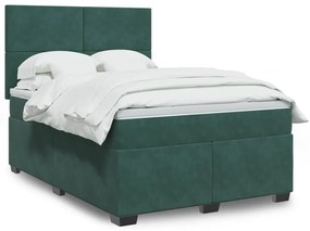 Κρεβάτι Boxspring με Στρώμα Σκούρο Πράσινο 160x200εκ. Βελούδινο