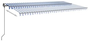 vidaXL Τέντα Συρόμενη Αυτόματη με Στύλους Μπλε / Λευκό 6 x 3,5 μ.