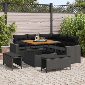 vidaXL Σετ Καναπέ Κήπου 8 pcs Μαύρο συνθετικό ρατάν