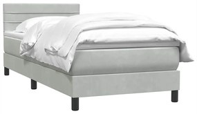 vidaXL Κρεβάτι Boxspring με Στρώμα Ανοιχτό Γκρι 80x210 εκ. Βελούδινο